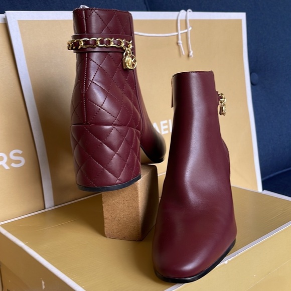 Michael Kors Elsa Merlot Leather Ankle Boots - Picture 10 of 16